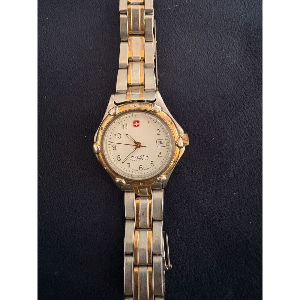 Vintage Wenger Sak Design Swiss Made Two Tone Quartz Watch Women's